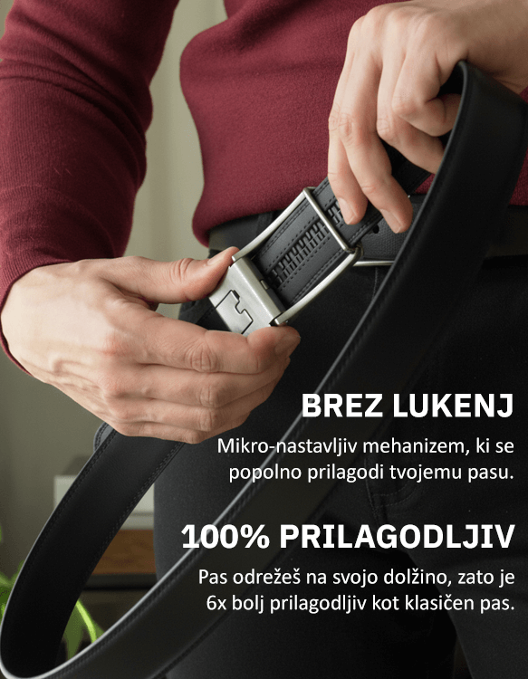 ClickFit - Usnjen moški pas z avtomatsko zaponko