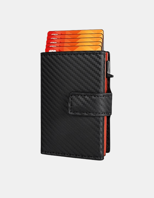 Moška denarnica Elite Carbon oranžno črna