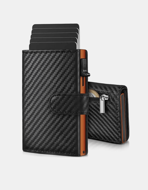 Moška denarnica Elite Carbon oranžno črna