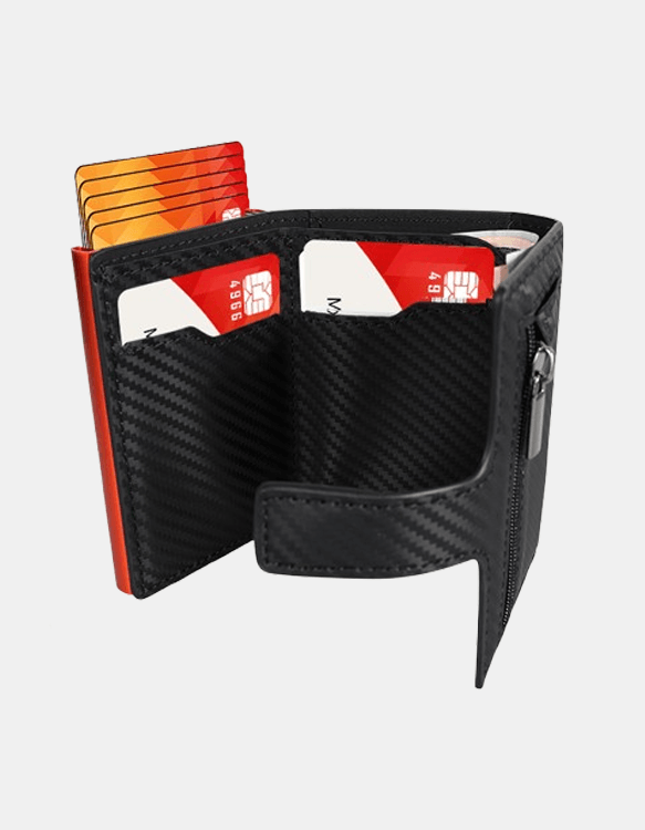 Moška denarnica Elite Carbon oranžno črna
